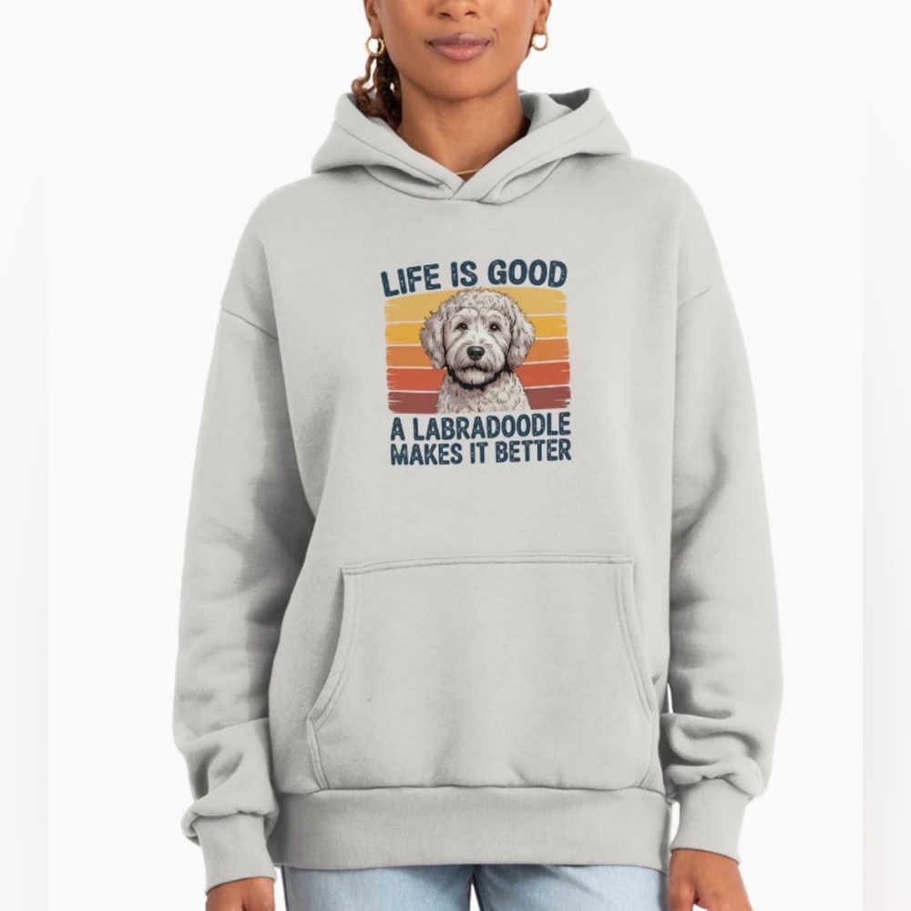 Life Is Good Labradoodle Graphic Hoodie - Bone White